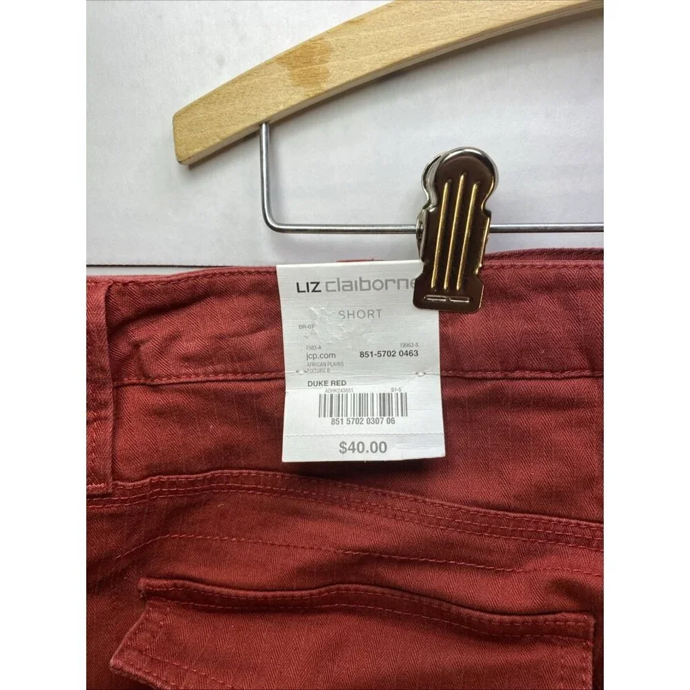 Liz Claiborne Size 12 Capri Duke Red Short Stretch ~ New - Picture 5 of 9